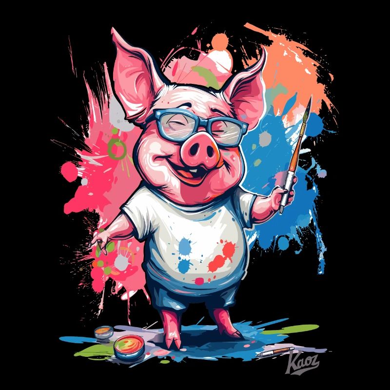 Image colorée et un cochon peintre amusant