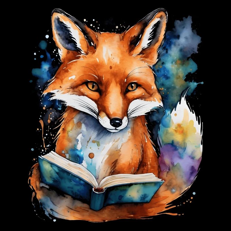 Fuchs Lesen Buch Bunt Tier Design Print