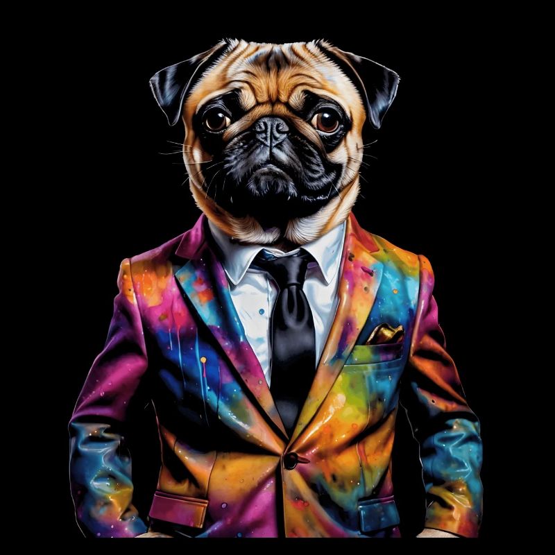 Mops Anzug Hund Bunt Lustig Tier Design Print