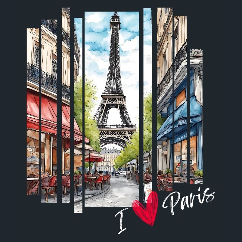 I love Paris: Eiffel Tower and a Charming Cafe