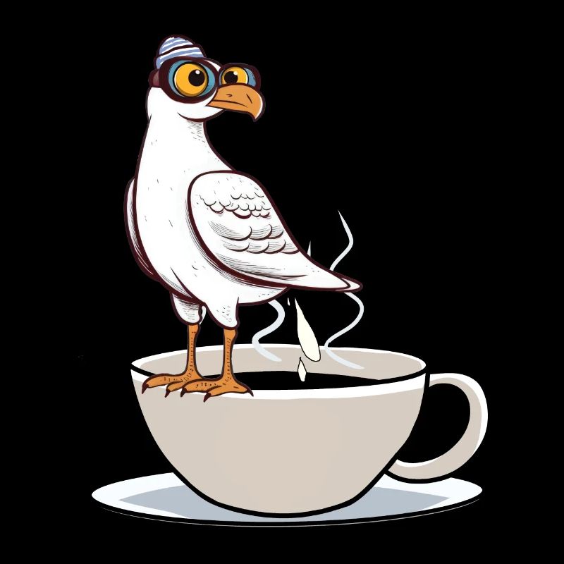 Maritime Seagull Coffee Cup Coffee White Black