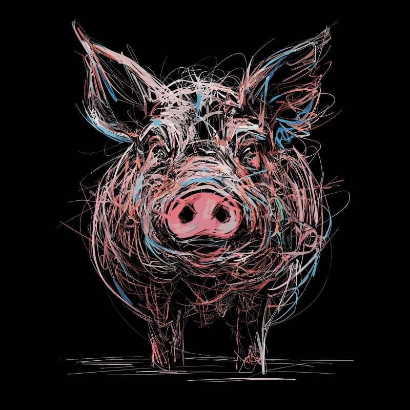 Abstract Pig Drawing Animal Illustration