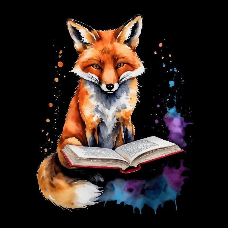 Fuchs Lesen Buch Bunt Tier Design Print