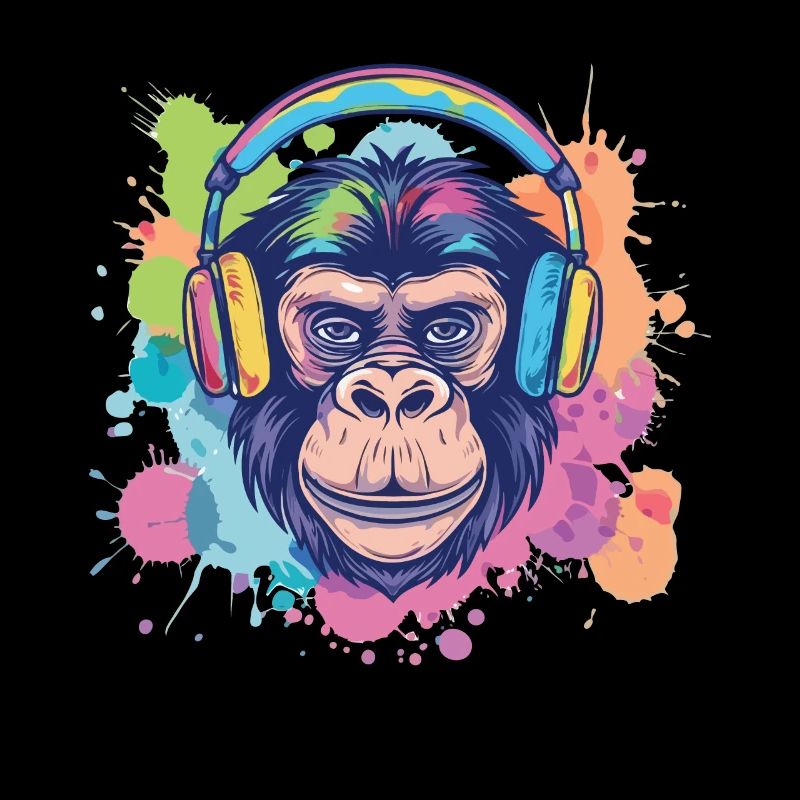 Affe Mit Kopfhörer Damen Deko Herren Geschenk