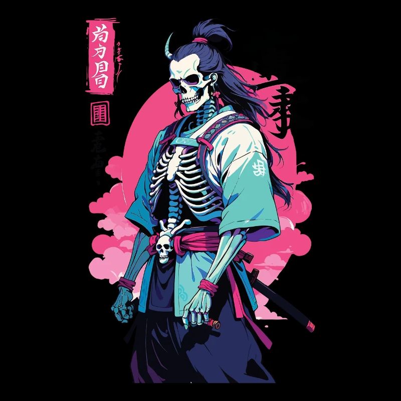 Oni Skeleton Samurai Vaporwave Esthétique
