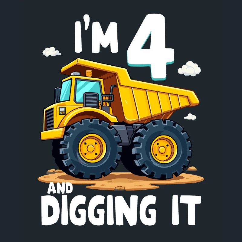 4e anniversaire, garçon de 4 ans, camion et chantier de construction