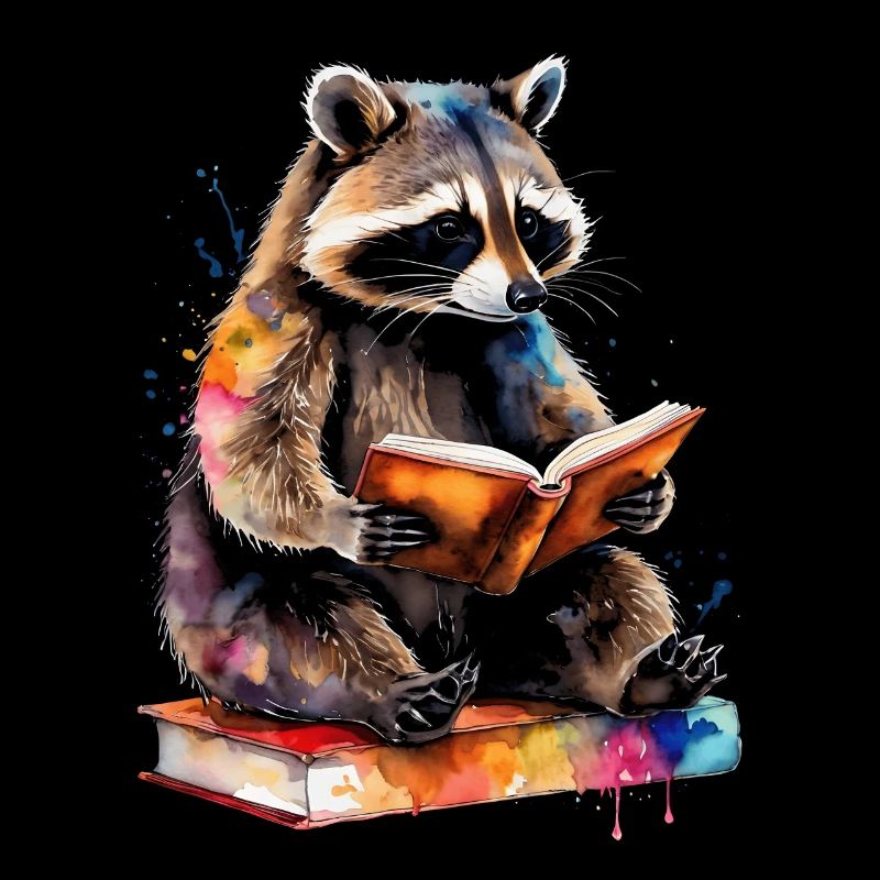 Livre de lecture de raton laveur Imprimé de conception d’animaux colorés