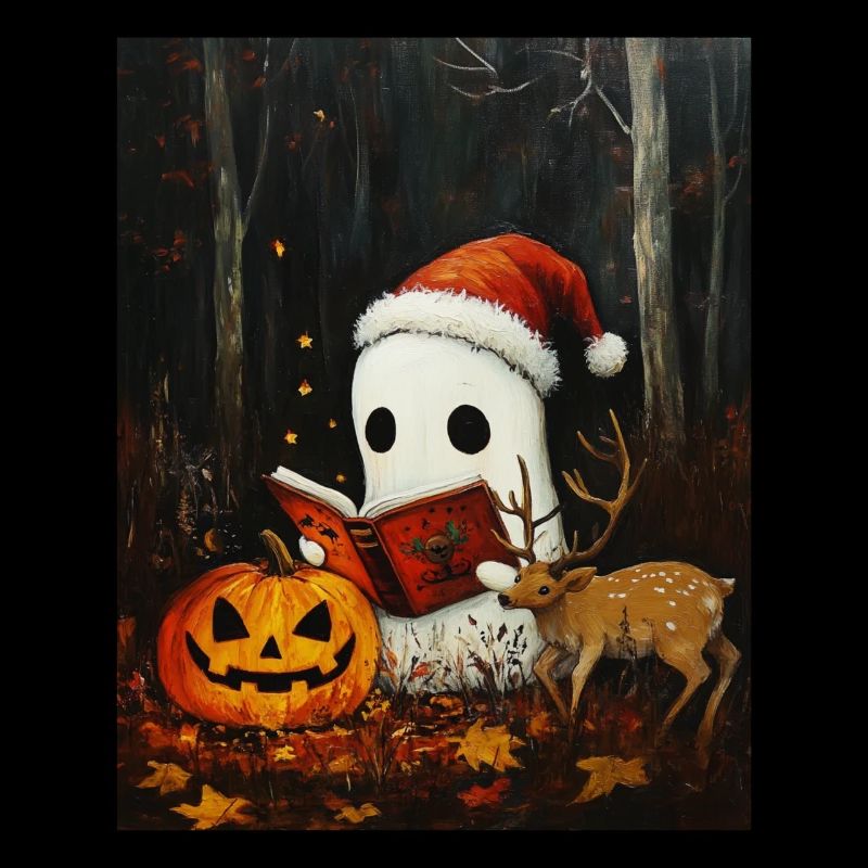Halloween Gift Ghost with Christmas Hat Decoration