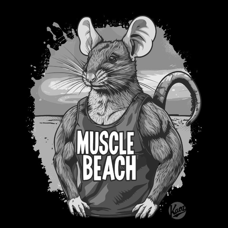 Rétro Bodybuilder Muscle Rat de plage