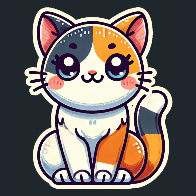 Mignon chat tricolore est bien assis Style patch