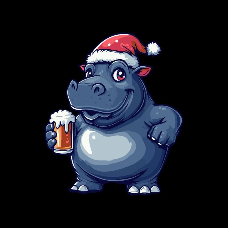 Nilpferd Weihnachten Bier