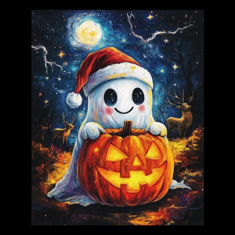 Halloween Gift Ghost with Christmas Hat Decoration