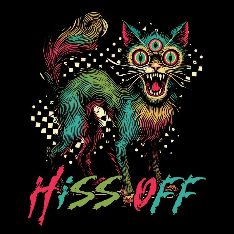 Psychedelic Cat Hiss Off Design