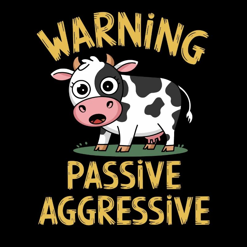 Warning Passive Aggressive Kuh Cartoon Humor