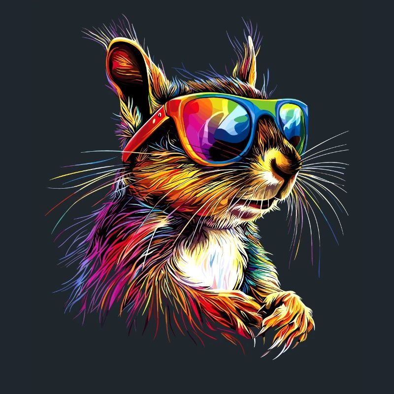 Eichhörnchen Kopfhörer Bunt Popart DJ Eichhörnchen