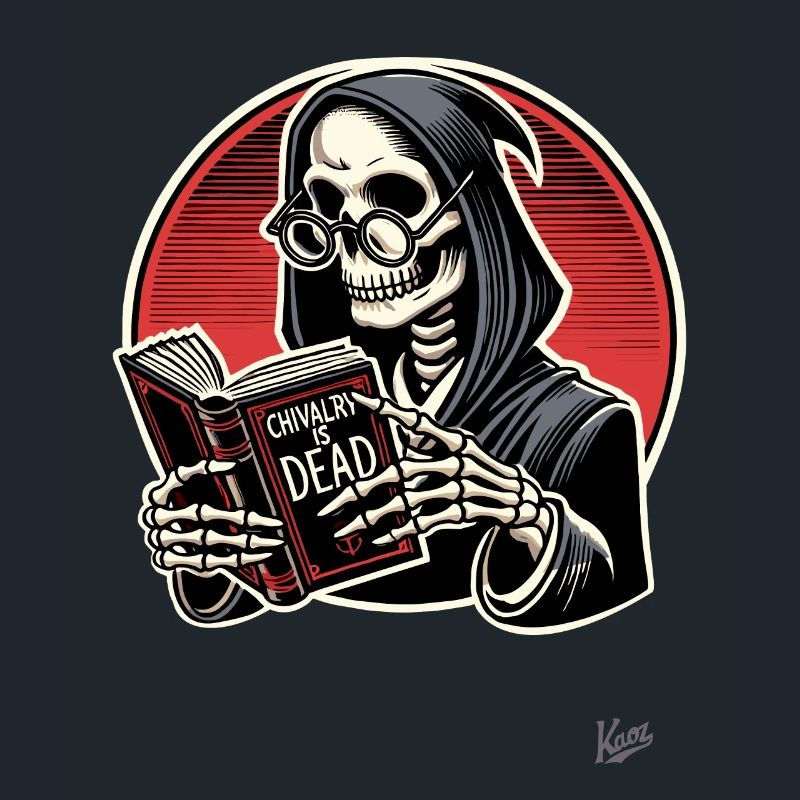 Chivalry is dead – Grim Reaper with book