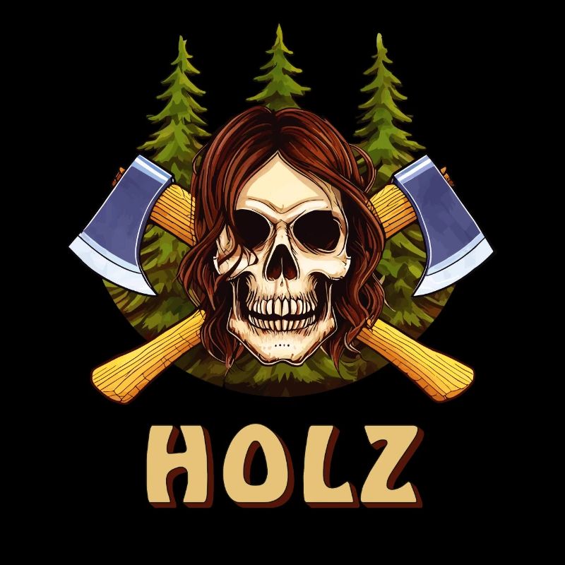 TÊTE DE MORT HACHE BOIS