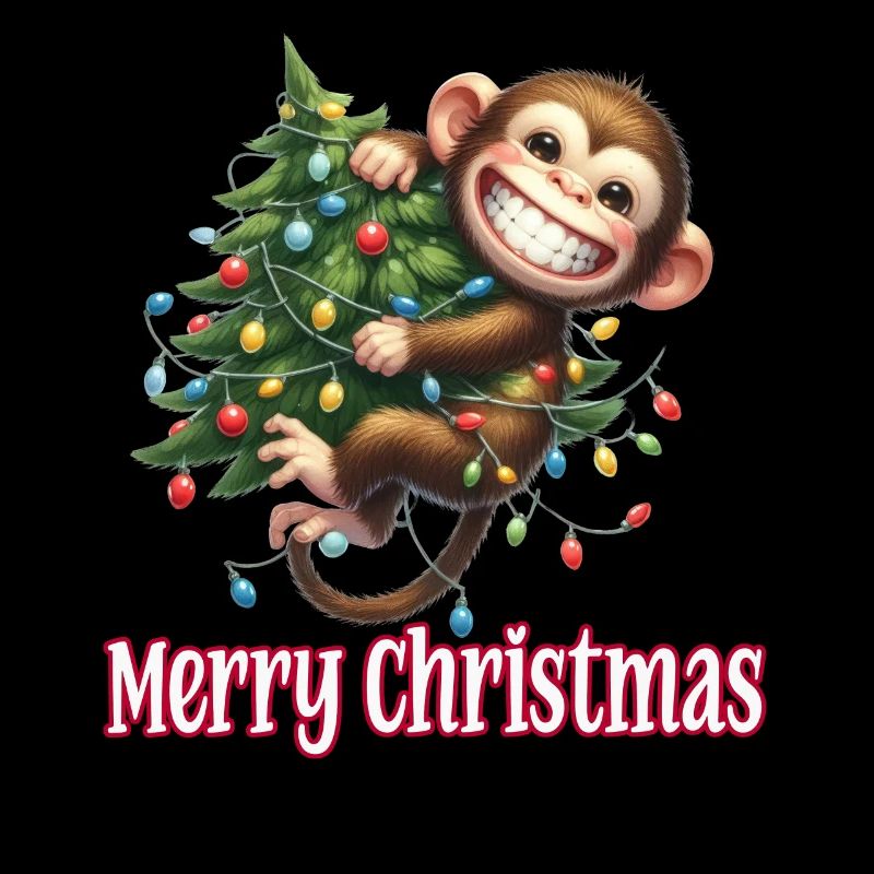 Süßes Äffchen kleiner Affe Merry Christmas