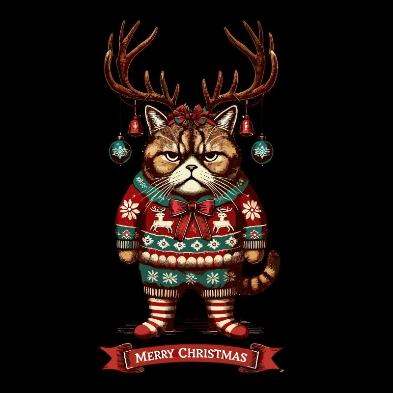 Grumpy Christmas Cat Funny Christmas