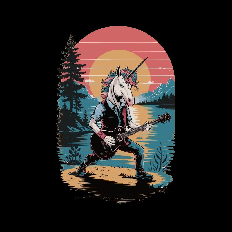 Rock-Einhorn mit Gitarre