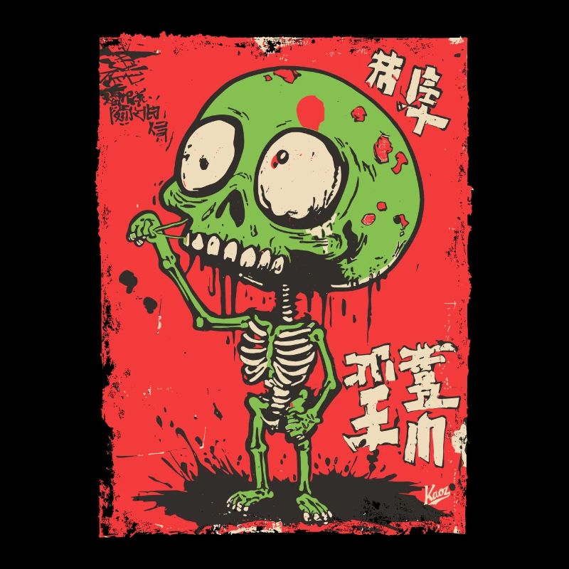 Mignon squelette de zombie vert