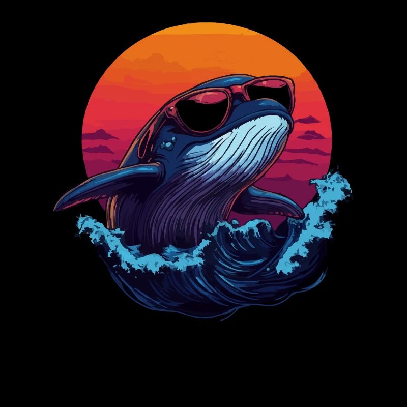 Cool Whale In Sunset With Sunglasses