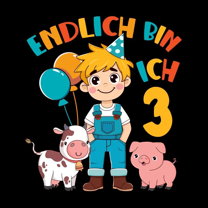3 ans fermier enfin 3 garçon anniversaire motif