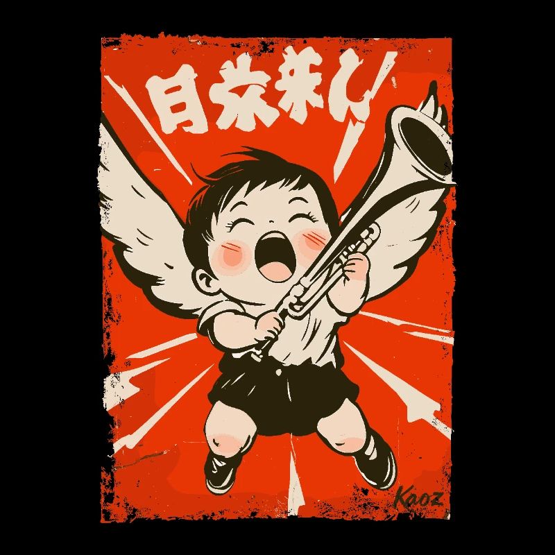 Shabby-Chic Engel Bube mit Trompete