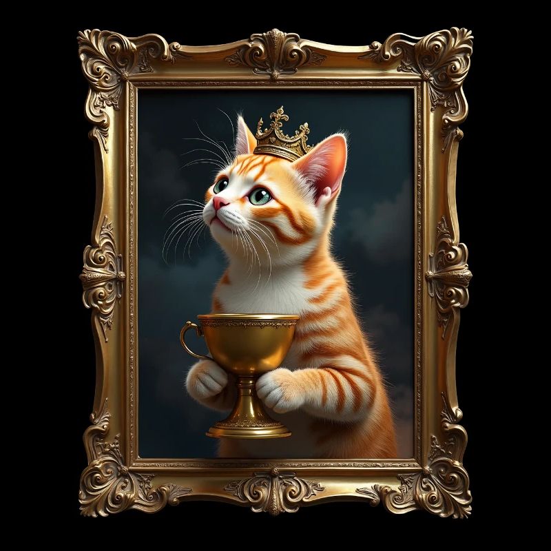 Medieval Cat in Picture Frame Art Crown