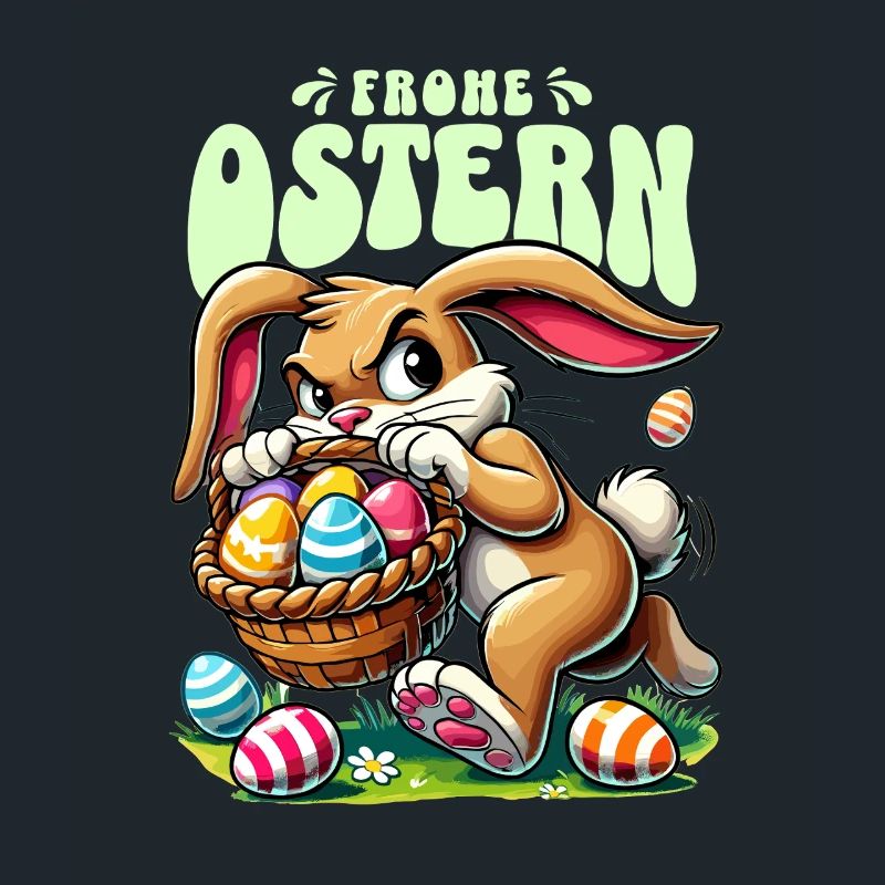 Happy Easter funny bunny with eggs
