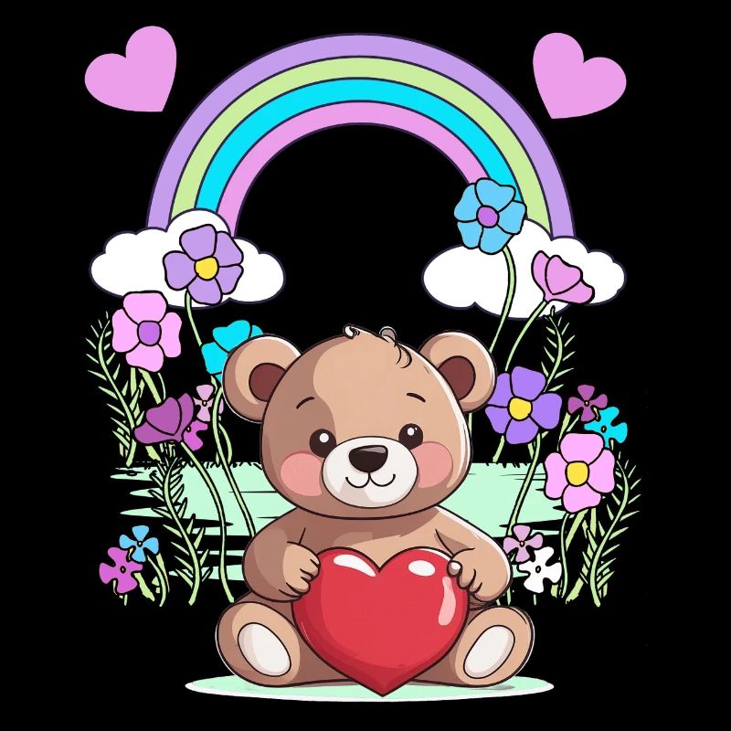 Teddy Teddybär Geburtstag Kinder Regenbogen Herz