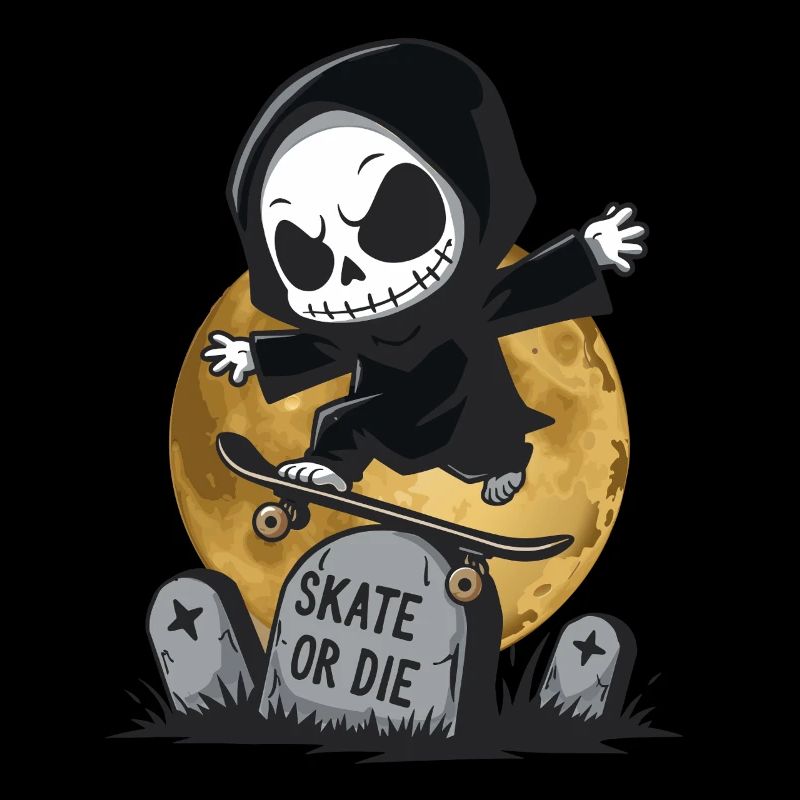 Skate or Die – Grim Reaper sur un skateboard