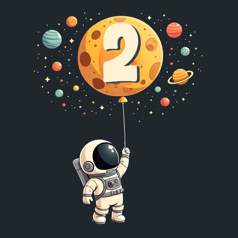 Astronaute mignon 2e anniversaire garçon espace
