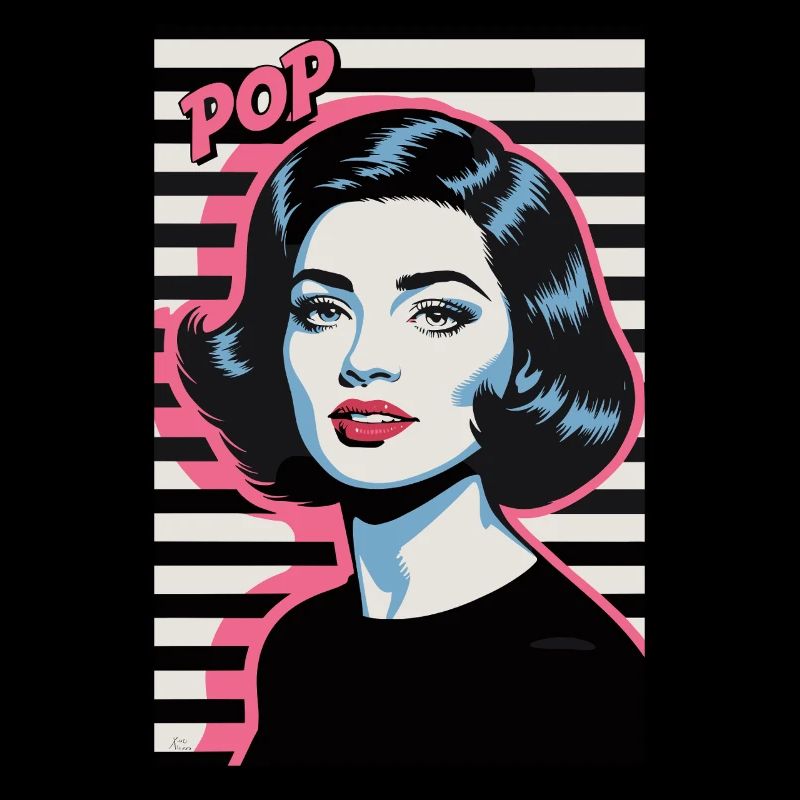 Pop Art Retro Gesicht Frau Stilvolles Design