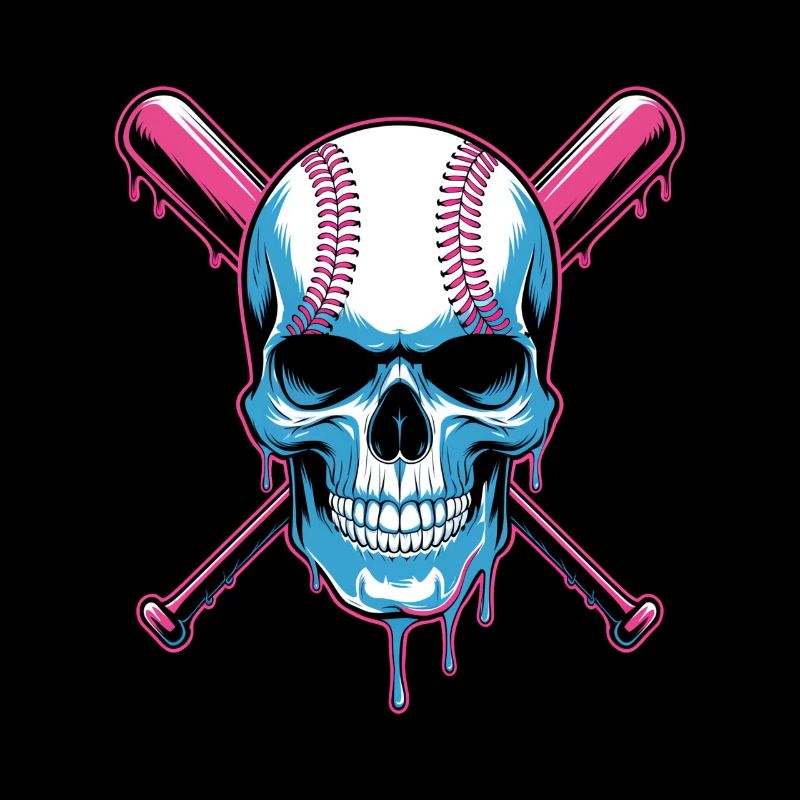 Baseball Skull Baseball Bat