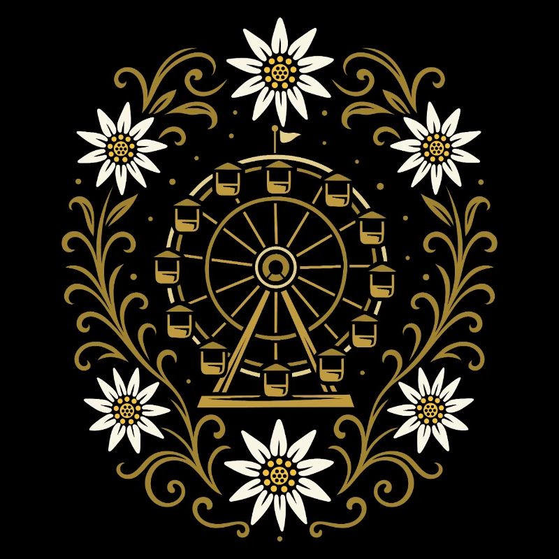 Grande roue et edelweiss - design festif nostalgique