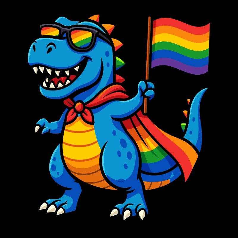 Pride Dino mit Regenbogen Cape