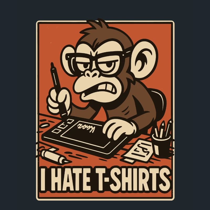 Angry monkey on drawing tablet comic style