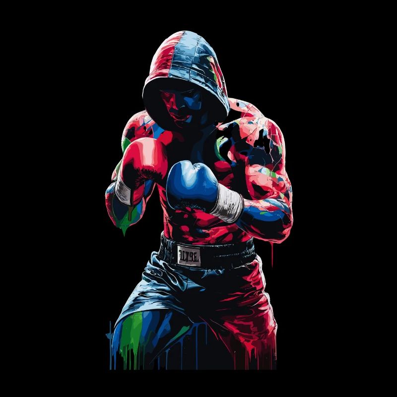Boxeur combatif en sweat à capuche coloré avec