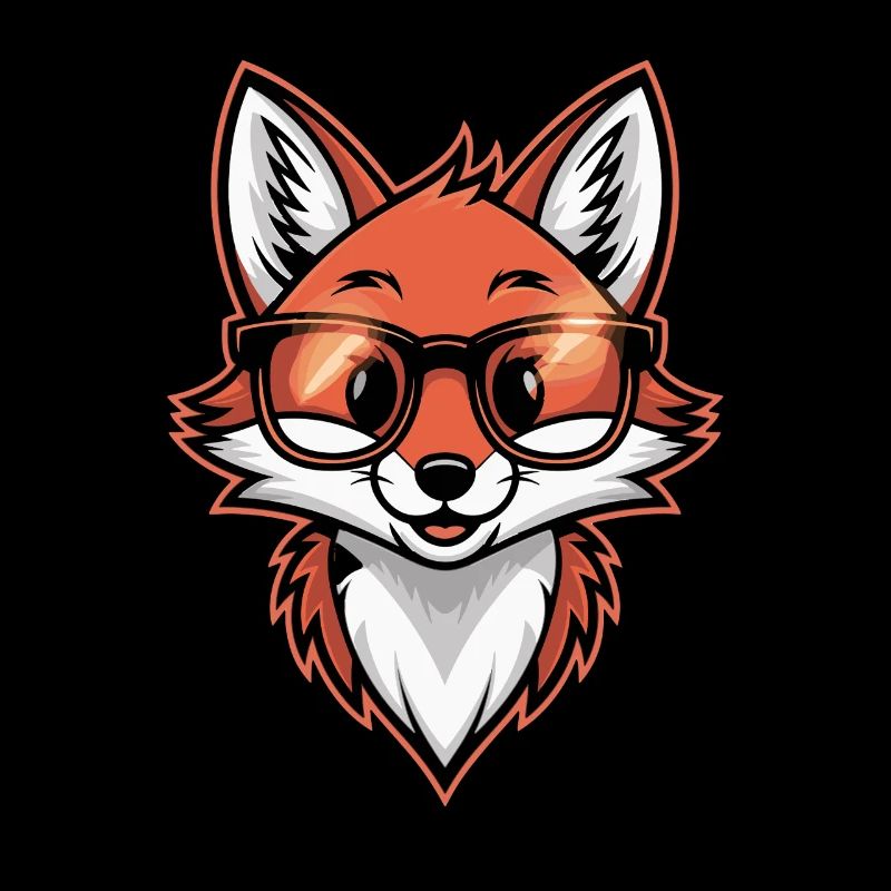 Cool Glasses Fox Cartoon Illustration