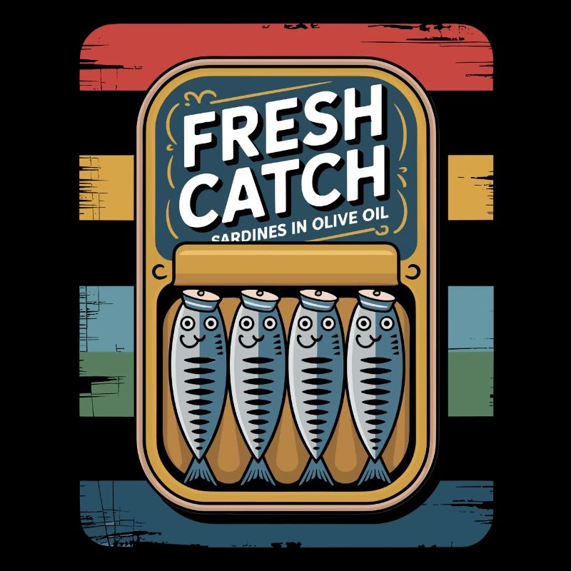 Sardines Retro Vintage Freshly Caught Art