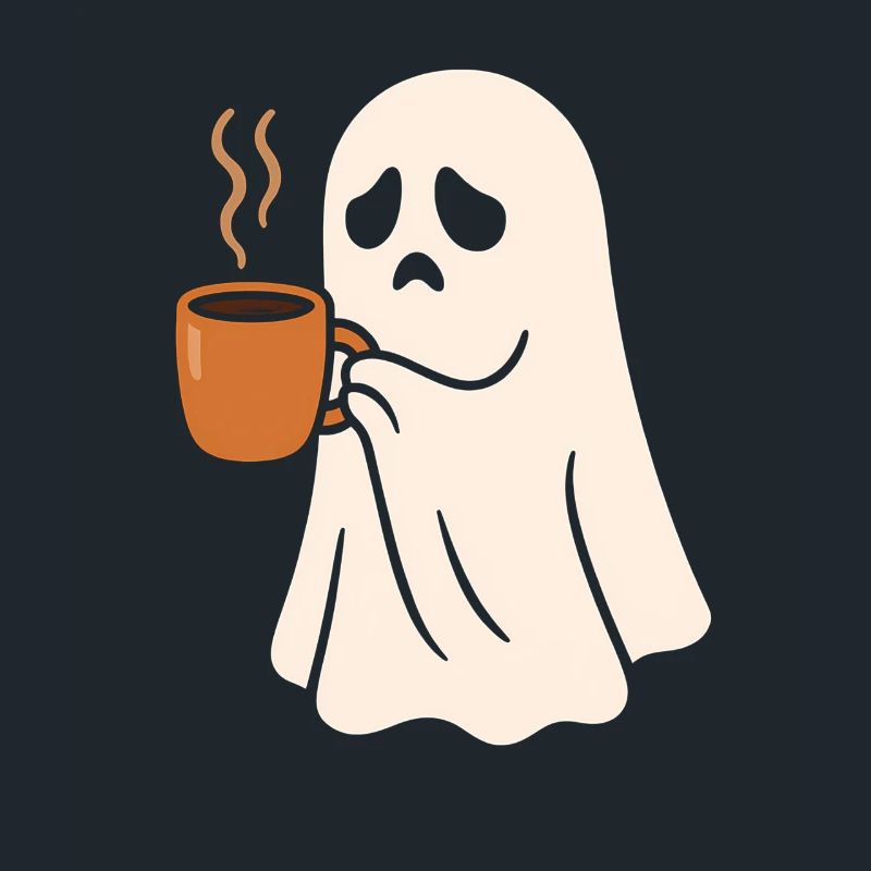 Fantôme effrayant avec une tasse de café