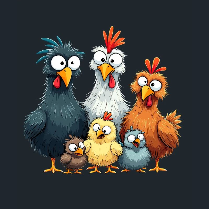 Colorful Chicken Group Comedy Design