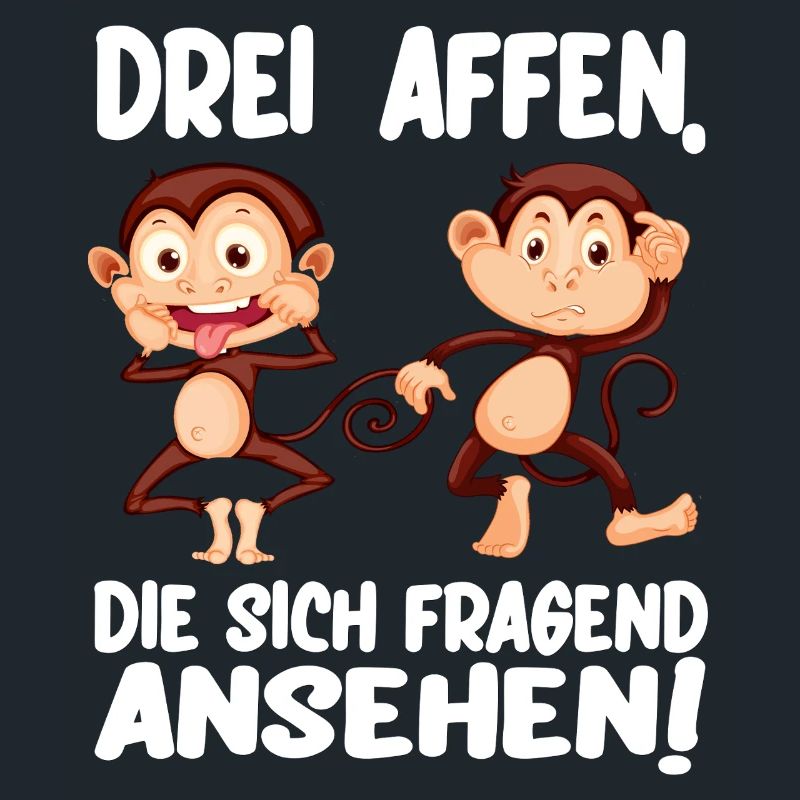 Three monkeys looking at each other questioningly Funny