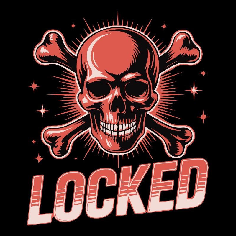Bold Skull Crossbones with Locked Text