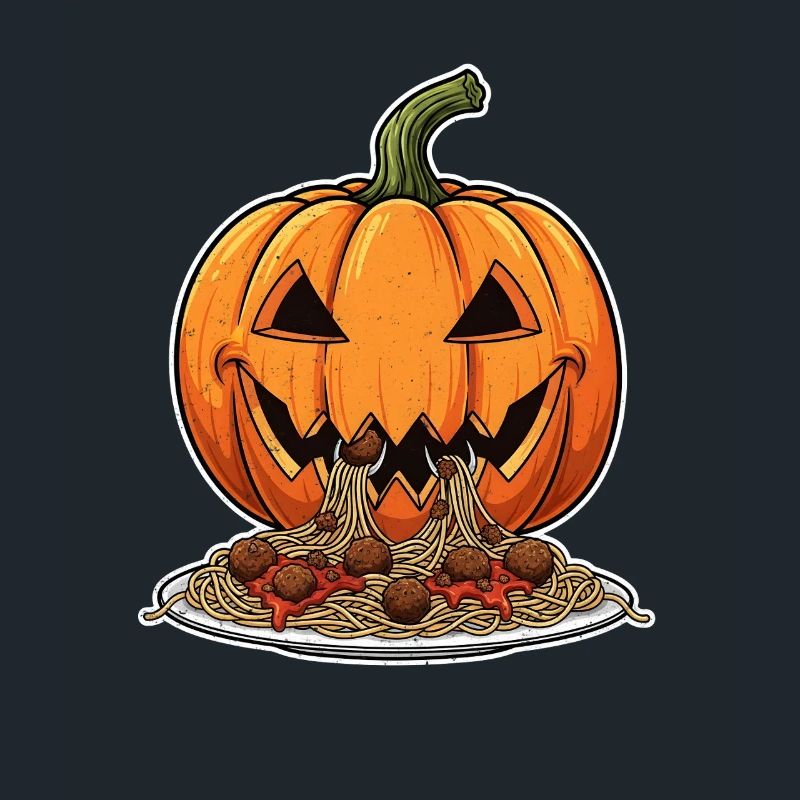 Halloween Pumpkin Head with Spaghetti