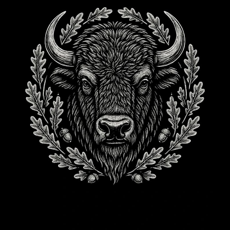Europäischer Bison mit Eichenkranz Kunst