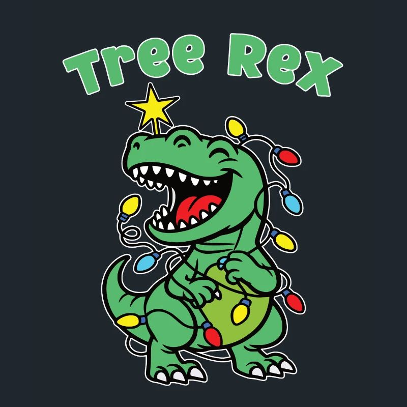 Stylish print with "Tree Rex" Dino Christmas tree