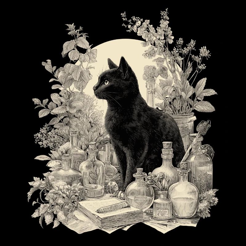 Schwarze Katze Vintage Apotheker