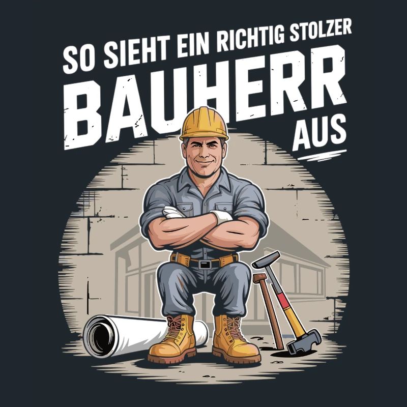 Stolzer Bauherr mit Helm & Werkzeug